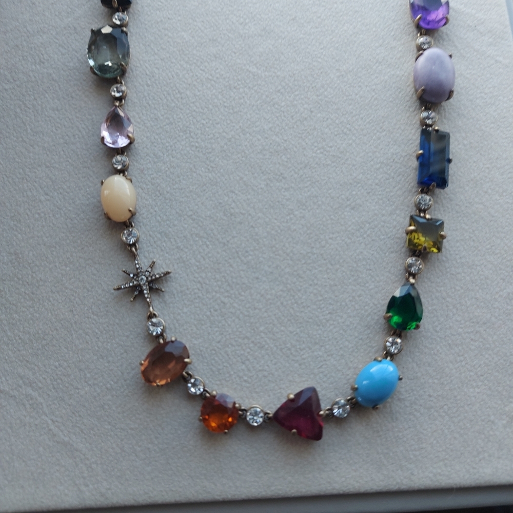 Multicolor Gemstone Necklace with Silver Accents